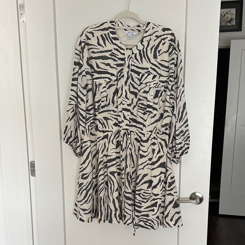 Nine West Black and White Animal Print Dress